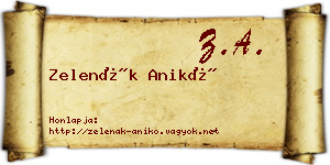 Zelenák Anikó névjegykártya